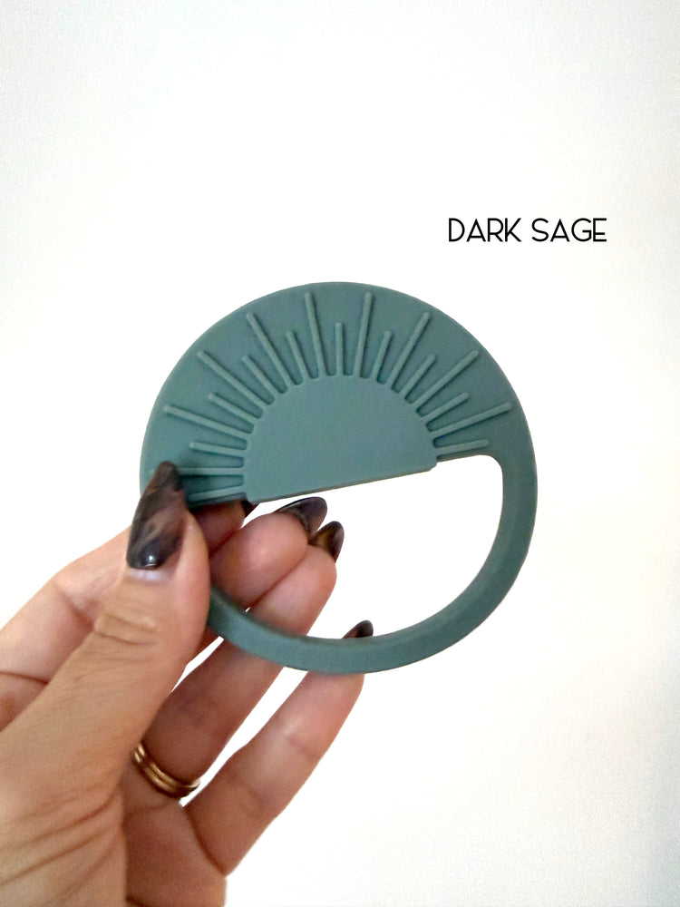 custom sunburst baby teething ring