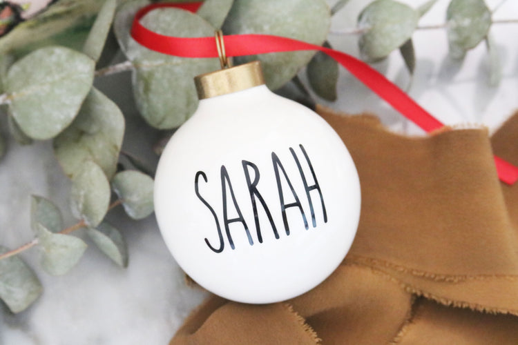 custom round porcelain christmas ornament | personalized