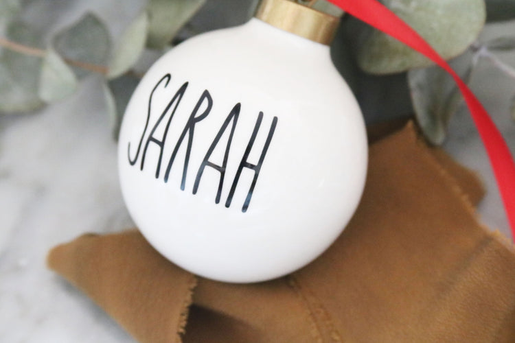 custom round porcelain christmas ornament | personalized