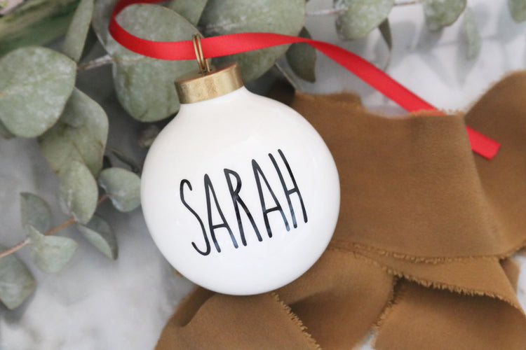 custom round porcelain christmas ornament | personalized