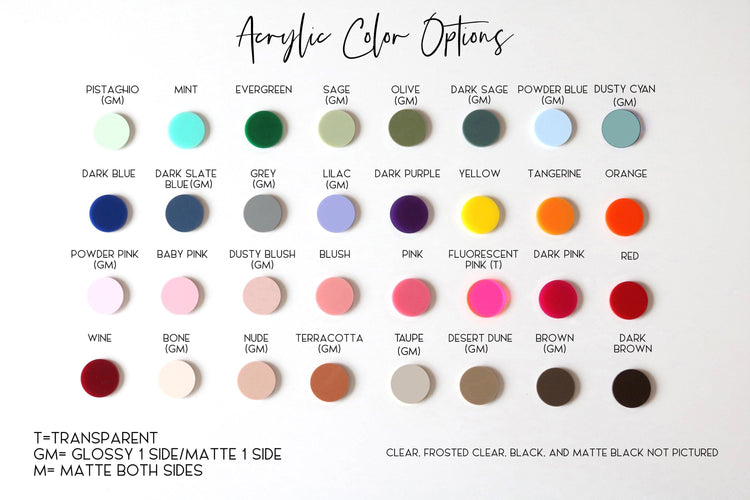 acrylic color sample for signs | color samples | acrylic wedding sign | acrylic event sign | acrylic birthday sign | choose your color