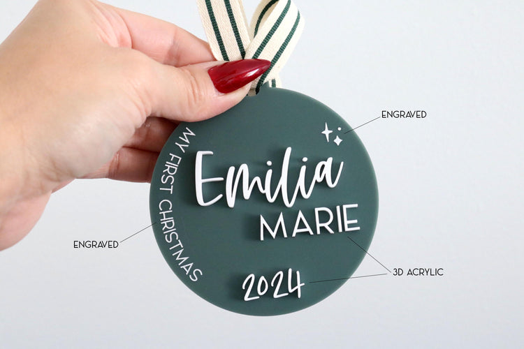 custom my first christmas acrylic ornament | baby's first christmas | personalized | baby gift | newborn | new baby | baby shower | gift