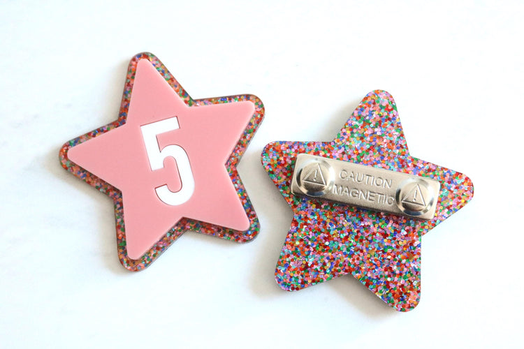 reusable magnetic star birthday badge | birthday tag | badge | magnet | it's my birthday | birthday boy | birthday girl | birthday pin