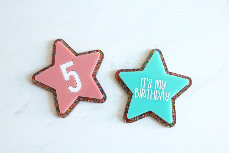 reusable magnetic star birthday badge | birthday tag | badge | magnet | it's my birthday | birthday boy | birthday girl | birthday pin