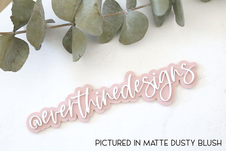 acrylic 3D social media watermark business sign | small business sign | let's connect | username | handle logo | branding | follow us