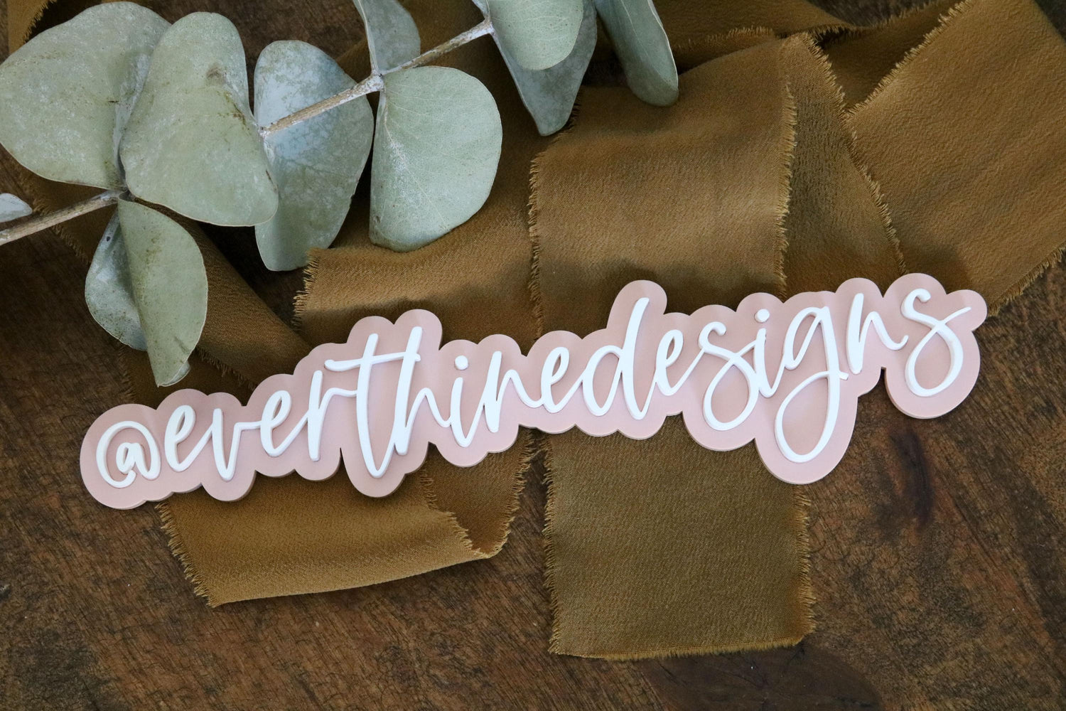 acrylic 3D social media watermark business sign | small business sign | let's connect | username | handle logo | branding | follow us