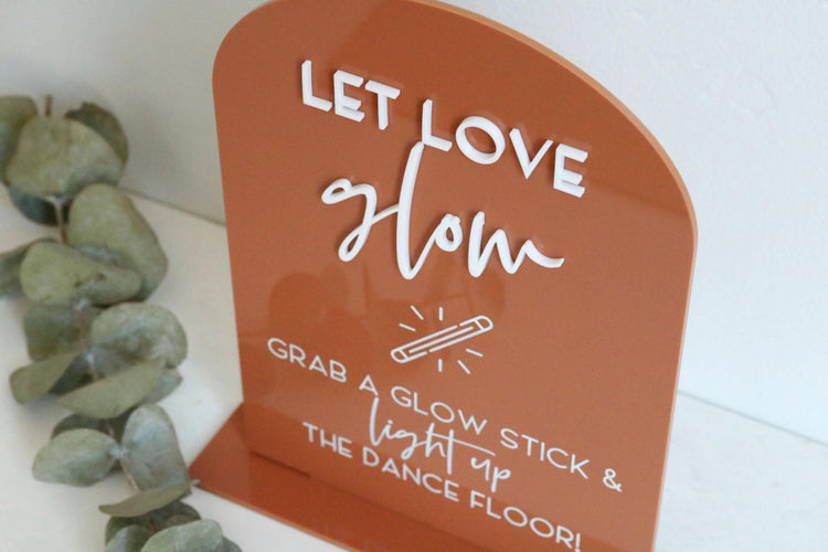 acrylic arch let love glow sign | glow stick sign | dance floor | arched | acrylic wedding sign | wedding decor | reception | acrylic | glow