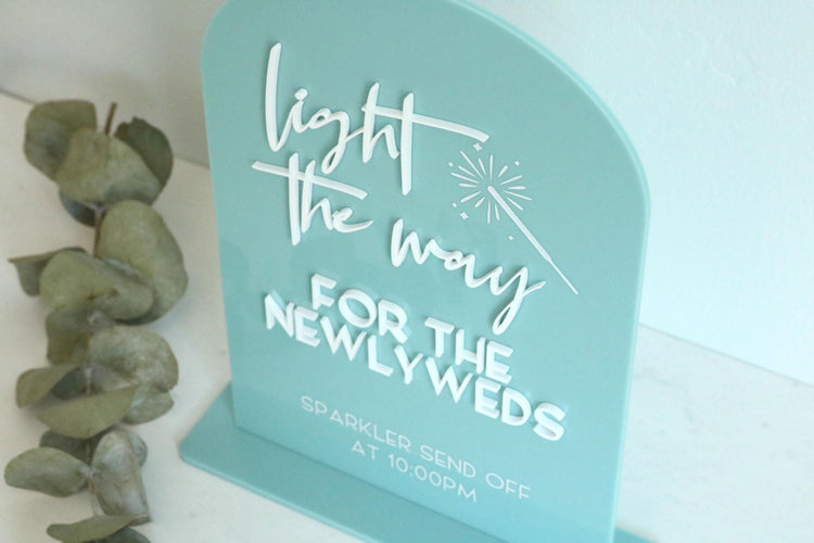 acrylic arch sparkler send off sign | light the way | sparkler sign | arched | acrylic wedding sign | wedding decor | reception | acrylic