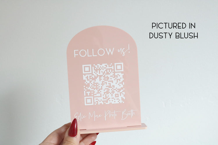 acrylic social media QR code business sign | follow us | small business sign | let's connect | instagram | tiktok | branding | touchless