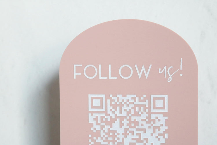 acrylic social media QR code business sign | follow us | small business sign | let's connect | instagram | tiktok | branding | touchless