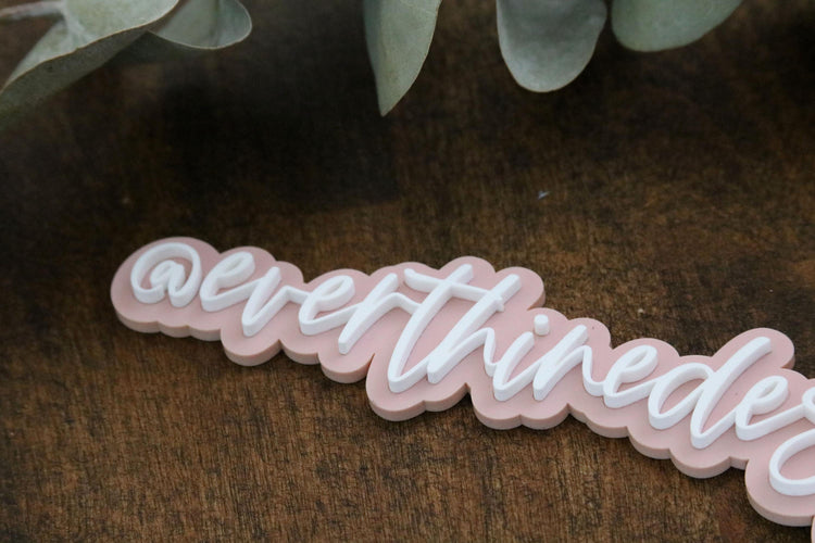 acrylic 3D social media watermark business sign | small business sign | let's connect | username | handle logo | branding | follow us