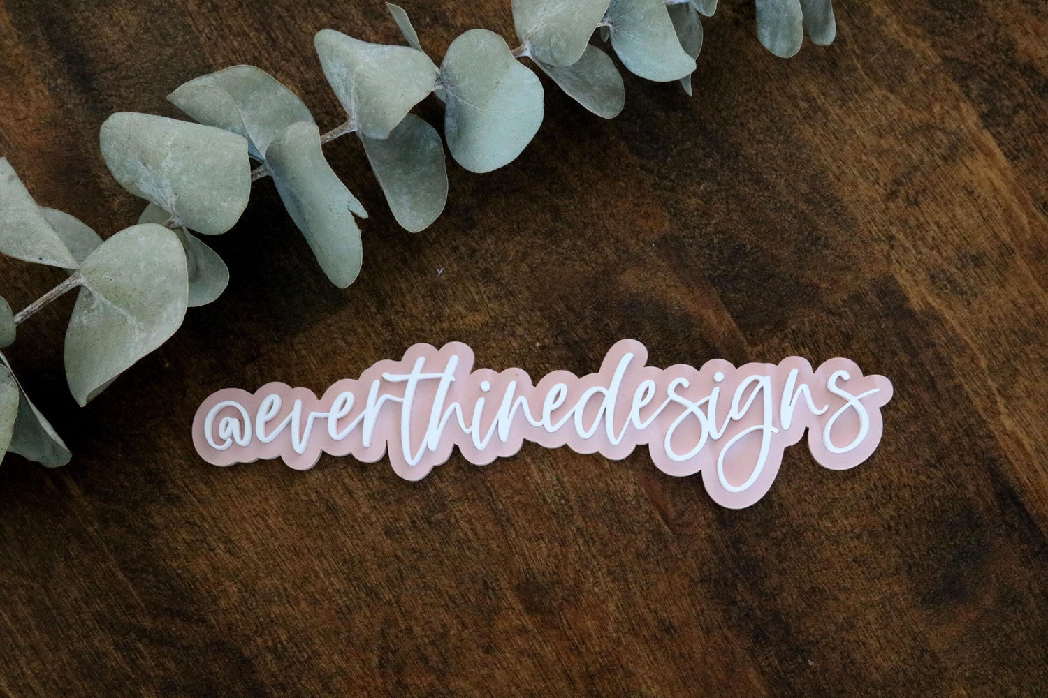 acrylic 3D social media watermark business sign | small business sign | let's connect | username | handle logo | branding | follow us