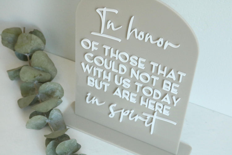 acrylic arch memory sign | acrylic wedding sign | wedding decor | wedding reception | acrylic | in loving memory | memorial | spirit | honor