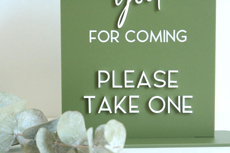 acrylic arch favor sign | favors | wedding sign | wedding decor | arched | reception | acrylic | take one | thank you | party favor