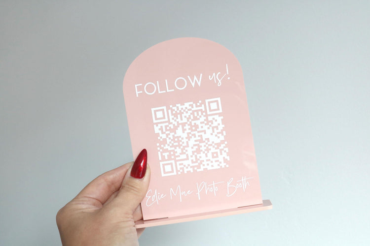 acrylic social media QR code business sign | follow us | small business sign | let's connect | instagram | tiktok | branding | touchless