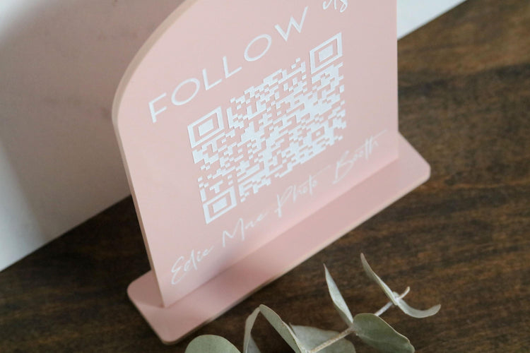 acrylic social media QR code business sign | follow us | small business sign | let's connect | instagram | tiktok | branding | touchless