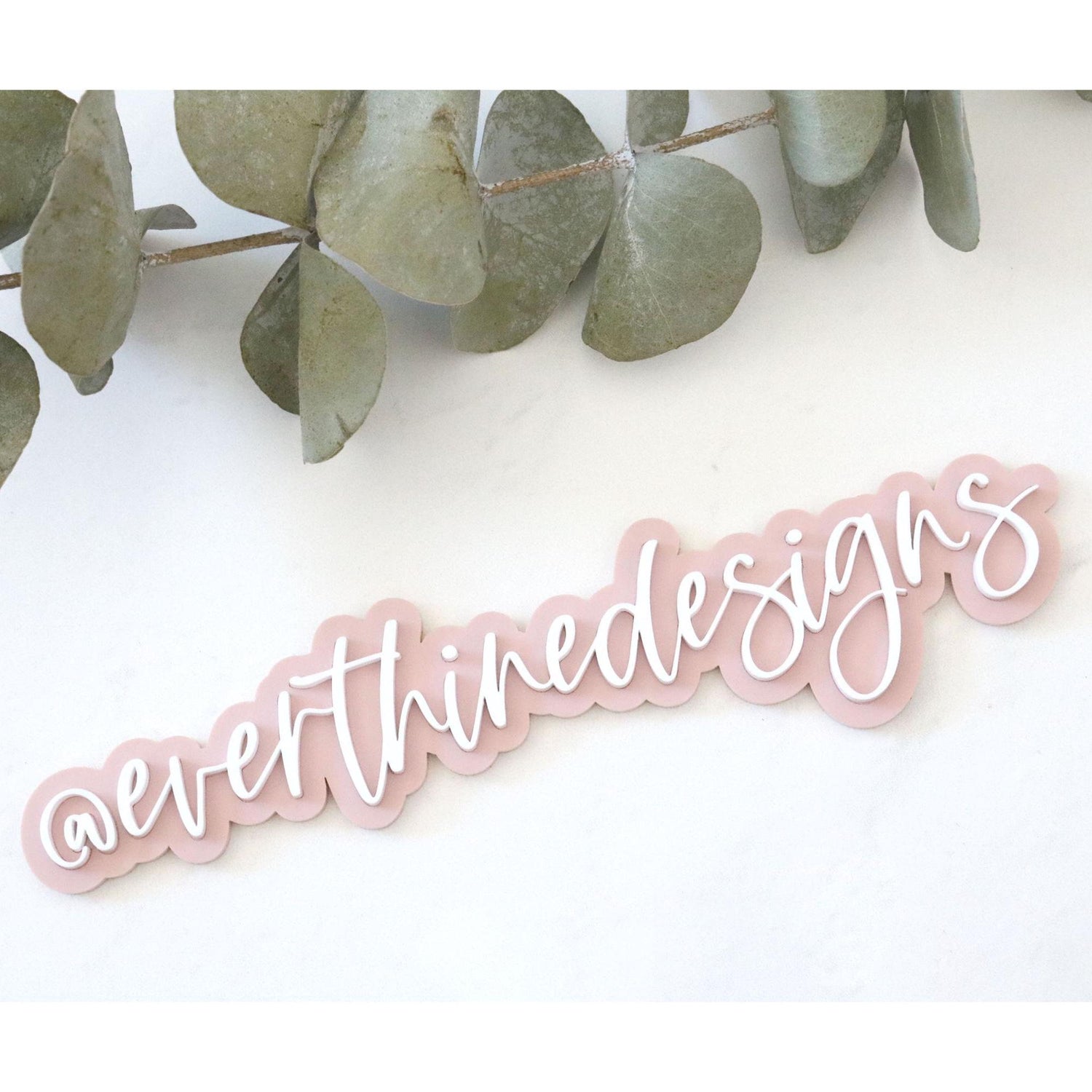 acrylic 3D social media watermark business sign | small business sign | let's connect | username | handle logo | branding | follow us