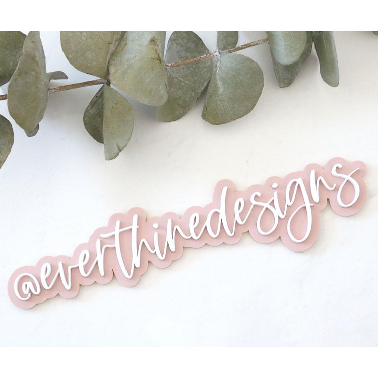 acrylic 3D social media watermark business sign | small business sign | let's connect | username | handle logo | branding | follow us