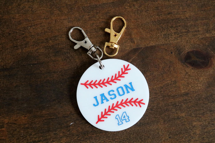 custom baseball keychain | personalized keychain | team gift | end of season | sports bag tag | gift | backpack | athlete | key chain