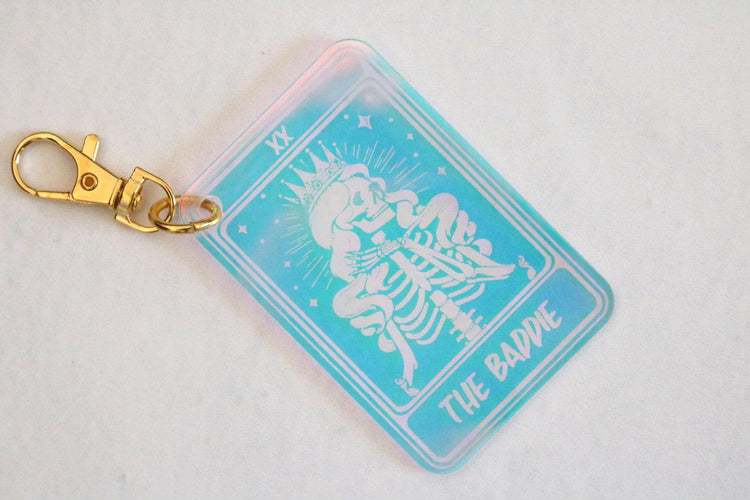iridescent the baddie tarot card keychain | baddest | best friend | girl friend | wife | mom | gift | witch | booktok | bookish | key chain