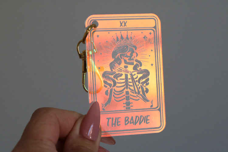 iridescent the baddie tarot card keychain | baddest | best friend | girl friend | wife | mom | gift | witch | booktok | bookish | key chain