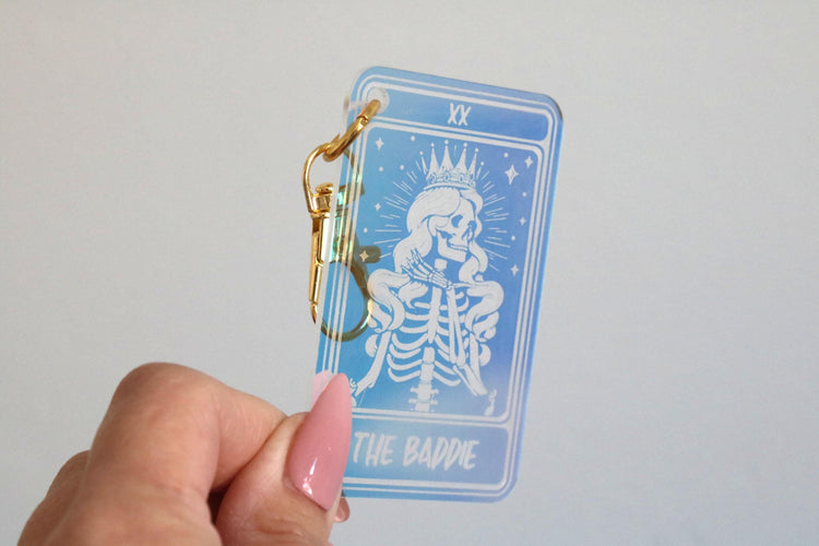 iridescent the baddie tarot card keychain | baddest | best friend | girl friend | wife | mom | gift | witch | booktok | bookish | key chain