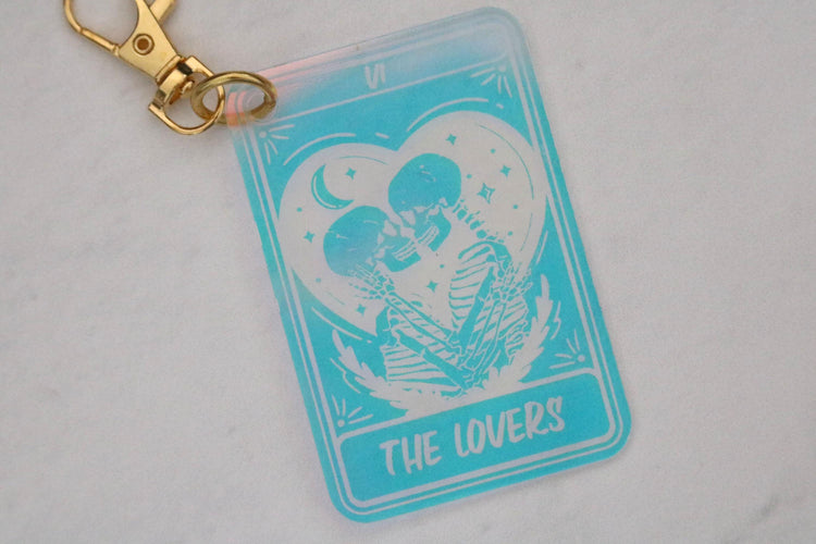 iridescent the lovers tarot card keychain | booktok | bookish | book lover | gift | key chain | spicy smut dark romance fantasy thriller