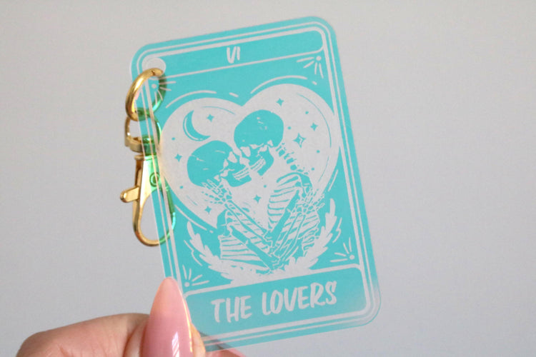 iridescent the lovers tarot card keychain | booktok | bookish | book lover | gift | key chain | spicy smut dark romance fantasy thriller