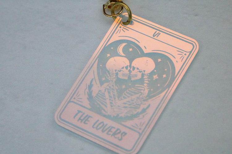 iridescent the lovers tarot card keychain | booktok | bookish | book lover | gift | key chain | spicy smut dark romance fantasy thriller