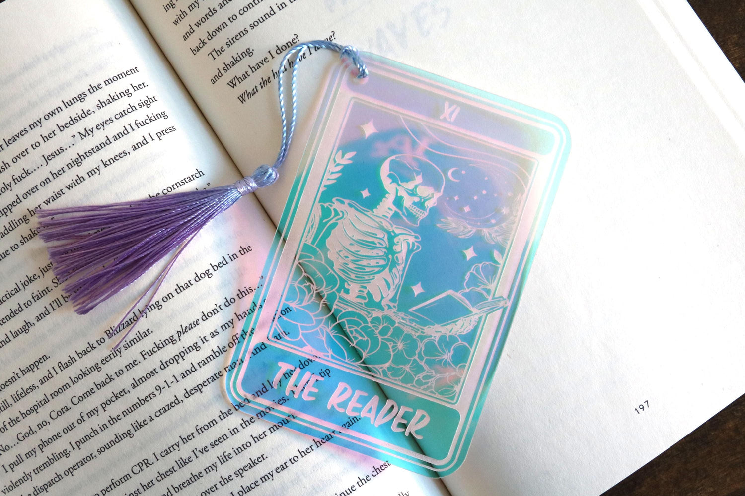 iridescent the reader tarot card bookmark | booktok | bookish | book lover | gift | spicy smut dark romance fantasy thriller | good girl