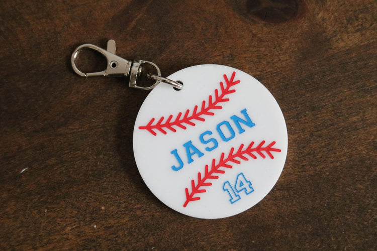 custom baseball keychain | personalized keychain | team gift | end of season | sports bag tag | gift | backpack | athlete | key chain