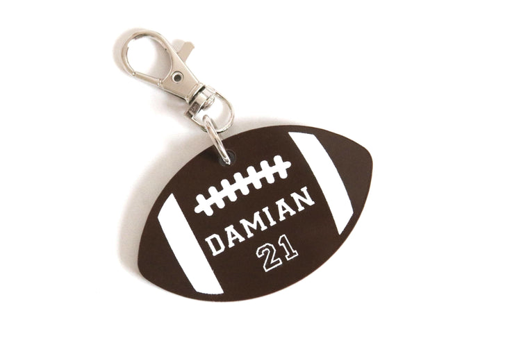 custom football keychain | personalized keychain | team gift | end of season | sports bag tag | gift | backpack | athlete | key chain