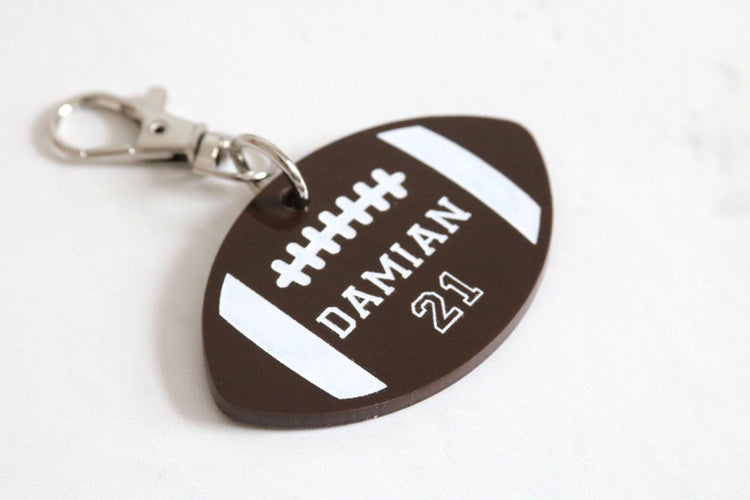 custom football keychain | personalized keychain | team gift | end of season | sports bag tag | gift | backpack | athlete | key chain