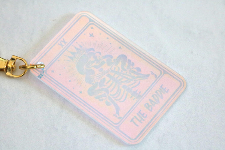 iridescent the baddie tarot card keychain | baddest | best friend | girl friend | wife | mom | gift | witch | booktok | bookish | key chain