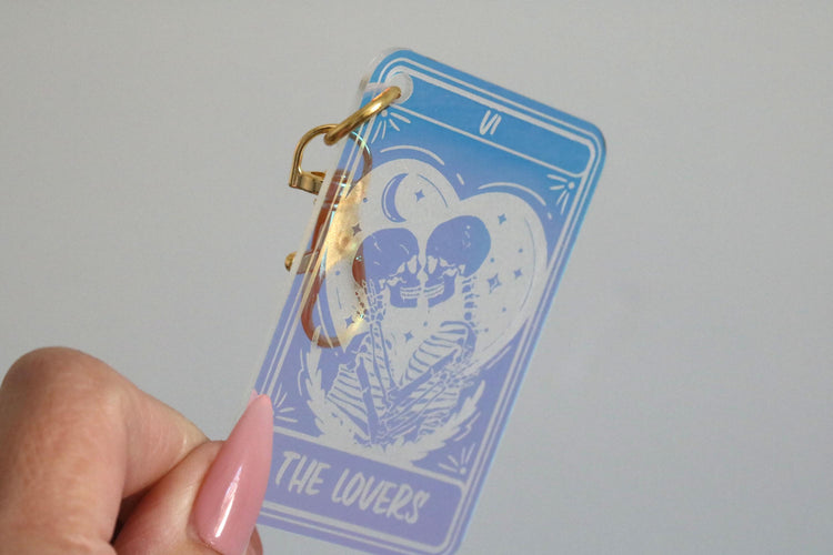 iridescent the lovers tarot card keychain | booktok | bookish | book lover | gift | key chain | spicy smut dark romance fantasy thriller