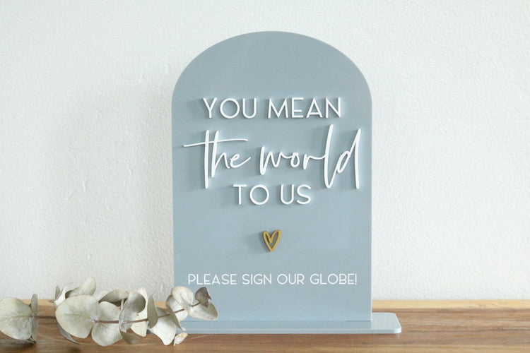 acrylic arch globe guestbook sign | wedding sign | wedding decor | arched | reception | acrylic | gift card table | world | travel theme