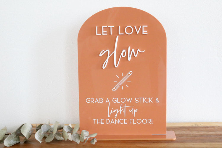acrylic arch let love glow sign | glow stick sign | dance floor | arched | acrylic wedding sign | wedding decor | reception | acrylic | glow