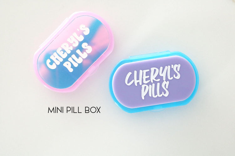 custom mini pill box | stash jar | pill organizer | medicine cabinet | purse | vitamin | container | compartment | travel case | small