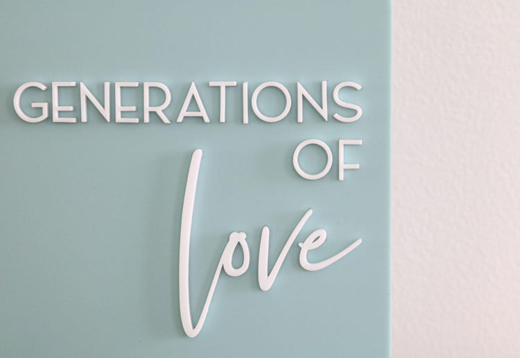 acrylic arch memory sign | acrylic wedding sign | wedding decor | wedding reception | family | generations of love | memorial | love stories