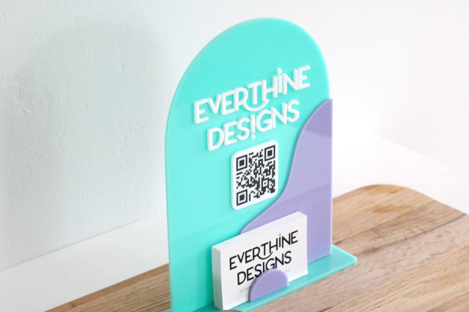 acrylic double arch social media QR code business sign | small business sign | connect | business card holder | logo | market | touchless