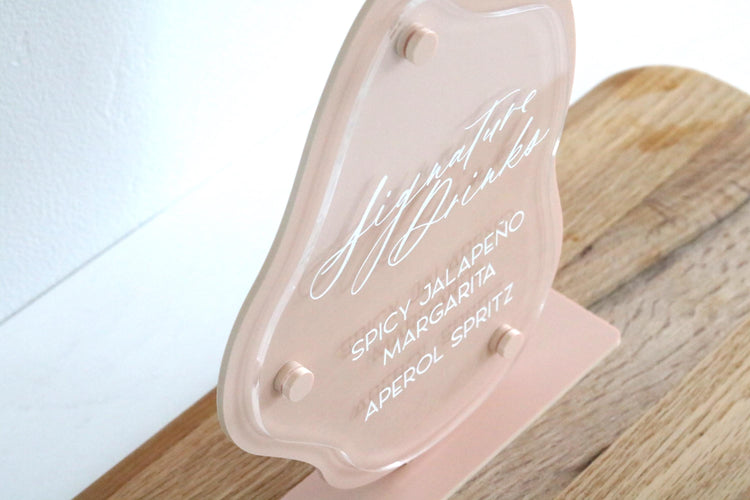 acrylic abstract signature drinks sign | organic | freeform | wavy | bar sign | wedding | acrylic wedding sign | wedding decor | reception