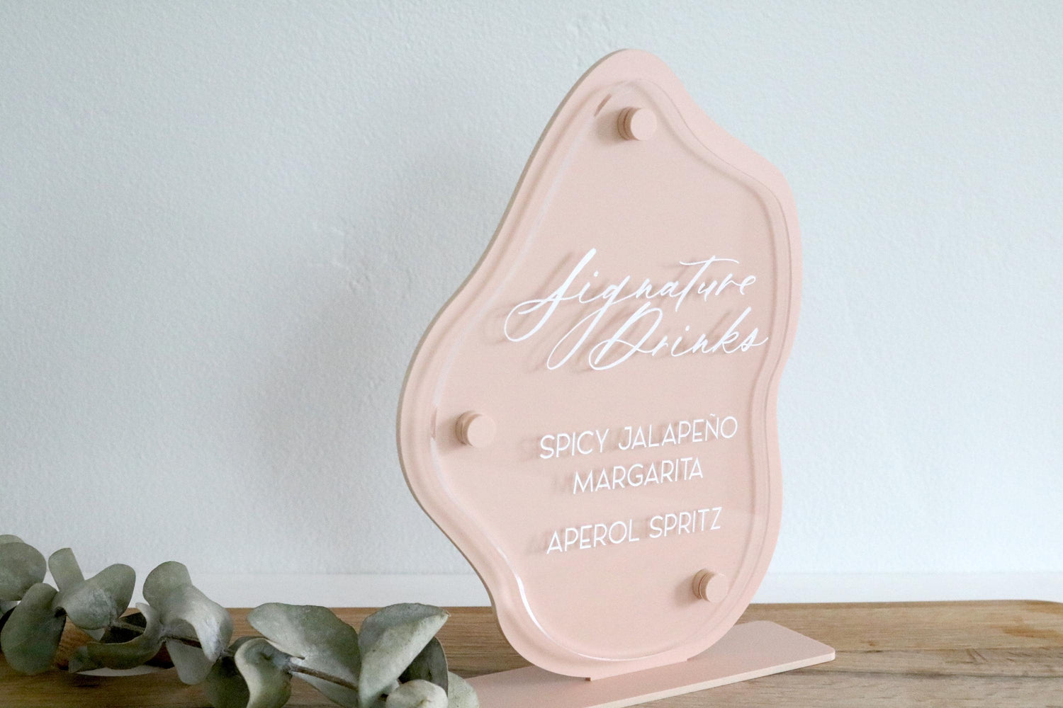acrylic abstract signature drinks sign | organic | freeform | wavy | bar sign | wedding | acrylic wedding sign | wedding decor | reception