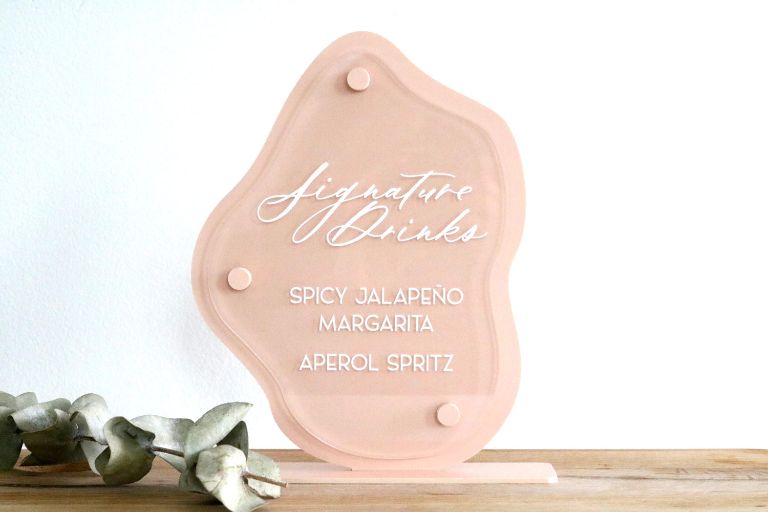 acrylic abstract signature drinks sign | organic | freeform | wavy | bar sign | wedding | acrylic wedding sign | wedding decor | reception