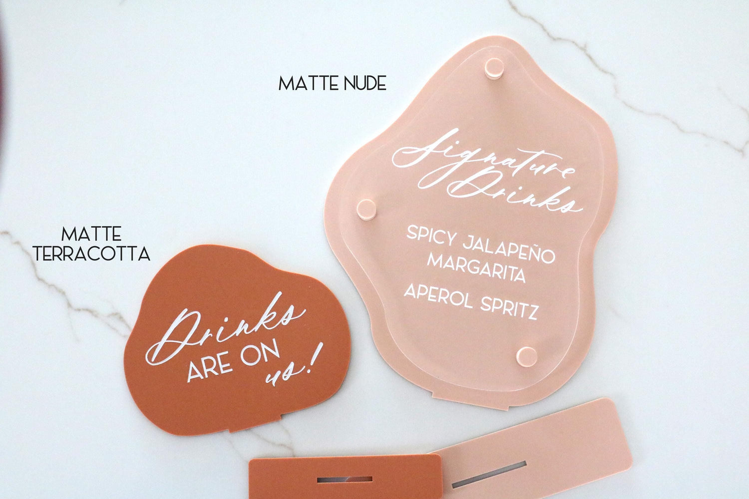 acrylic abstract drinks are on us sign | bar sign | organic | wavy | freeform | wedding sign | decor | signature drinks | reception