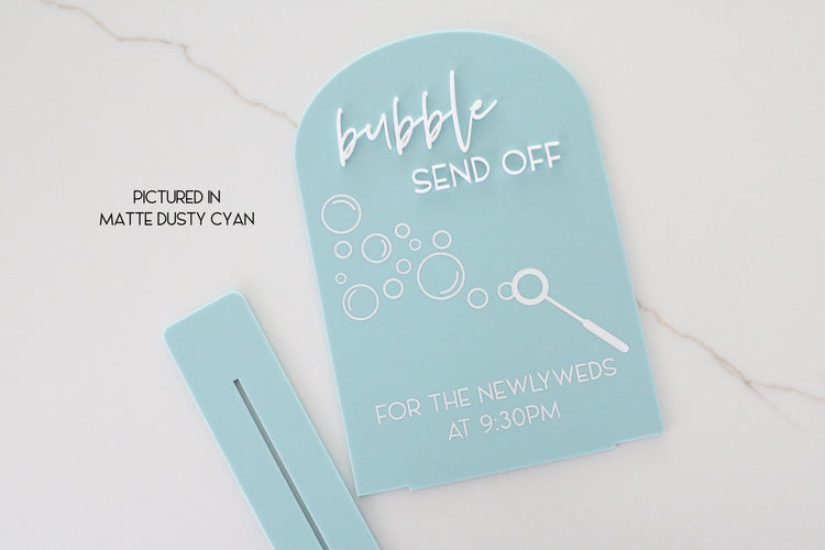 acrylic arch bubble send off sign | bubble sign | newlyweds | ceremony | wedding sign | wedding decor | wedding reception | acrylic