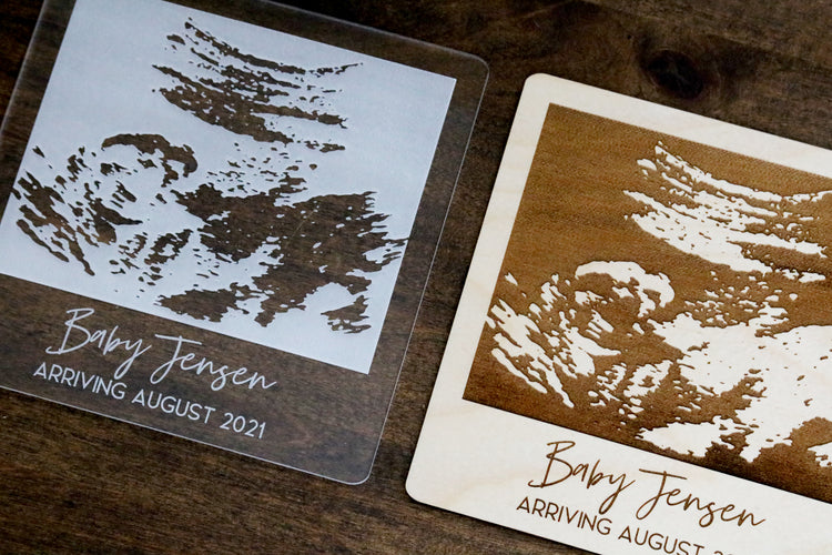 custom engraved baby ultrasound polaroid sign | acrylic or wood