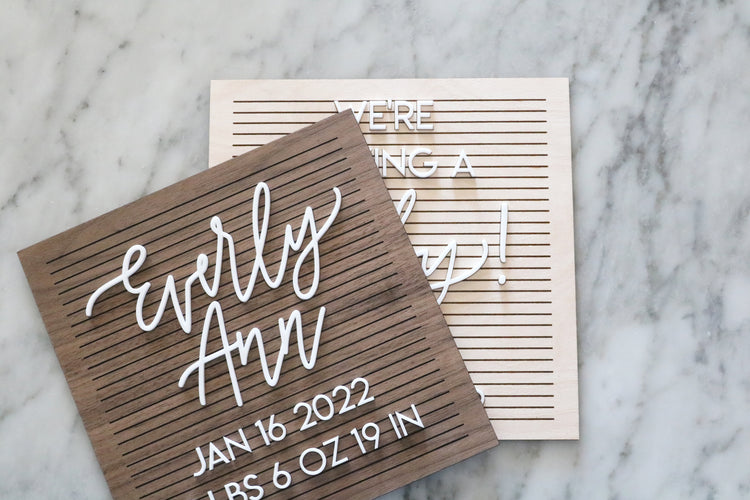 custom faux wood letter board | baby announcement