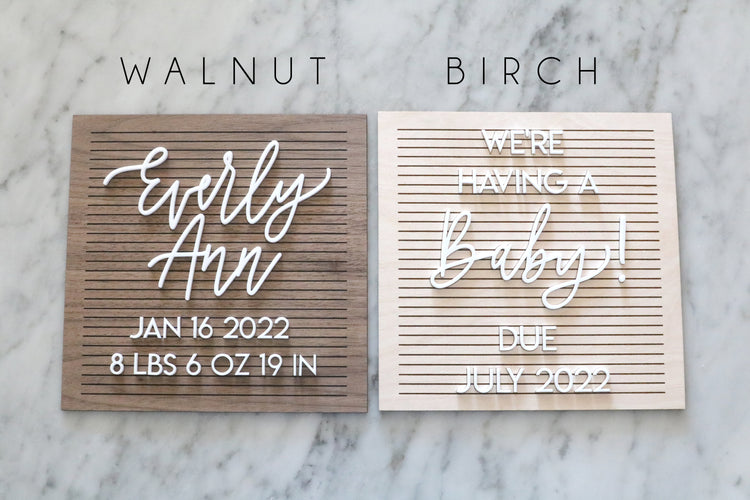 custom faux wood letter board | baby announcement