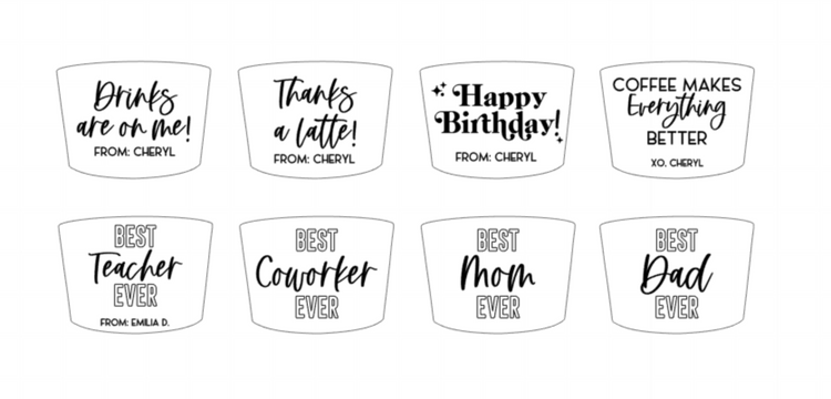 wood latte coffee cup gift card holder | CHOOSE YOUR DESIGN