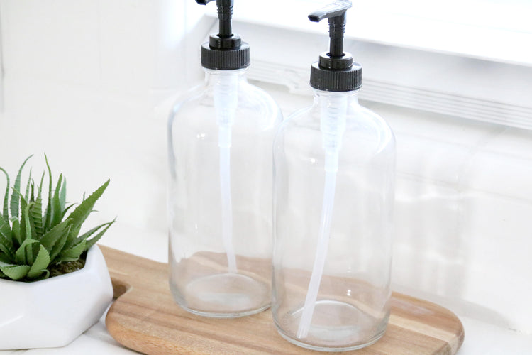 SHAMPOO + CONDITIONER | calligraphy clear soap dispenser set